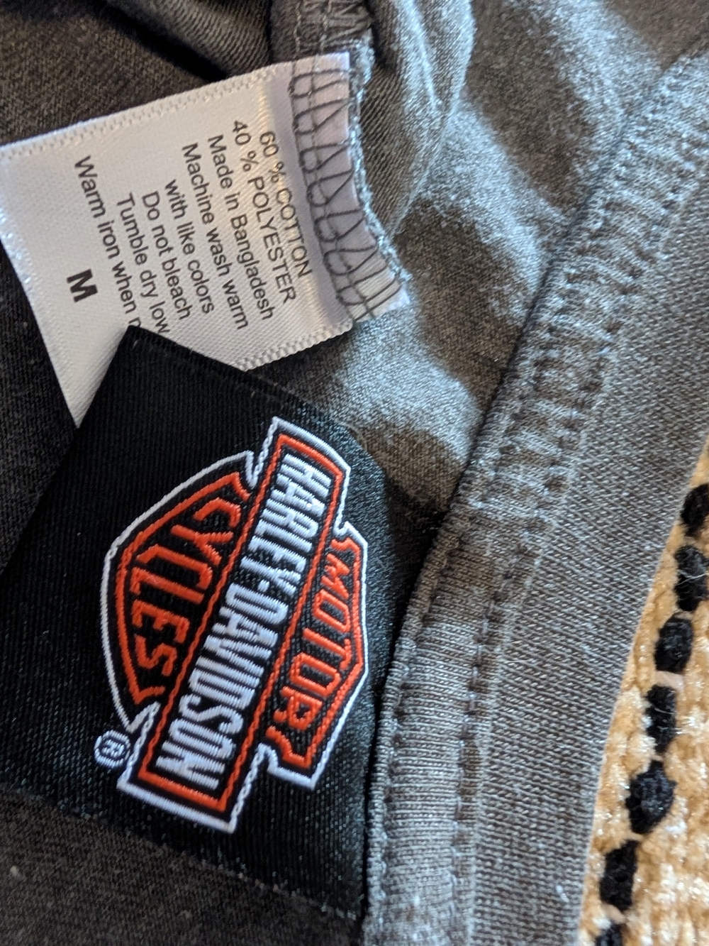 Harley-Davidson Gray Graphic Tee with Blue Logo W/Bling - Picture 3 of 3
